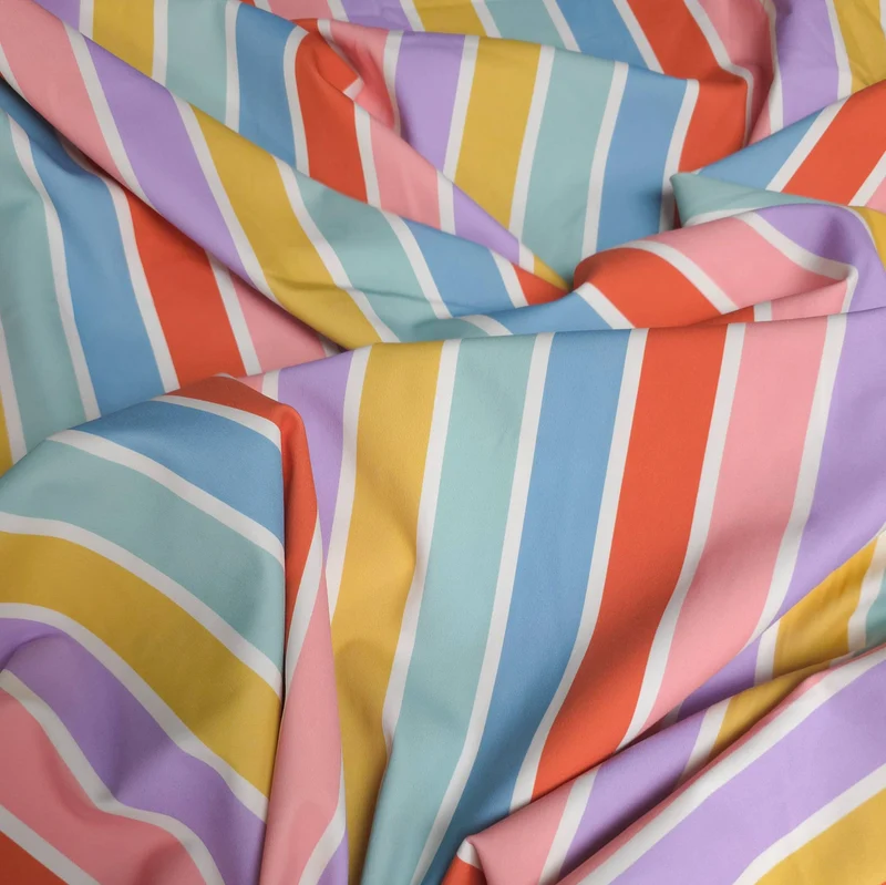 Tissu maillot de bain extensible dans les 4 sens | Rayures sorbet | Pastel et blanc | Exclusivité Les Tissées
