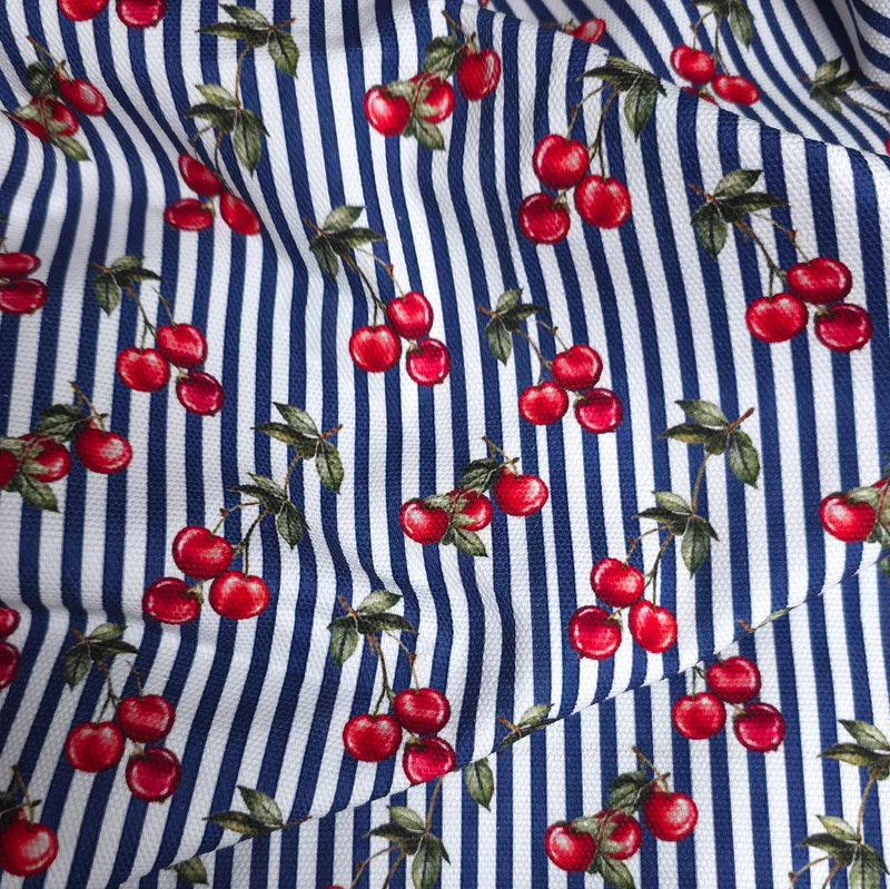 Canevas 100 % coton | Cerises et rayures | Exclusivité Les Tissées