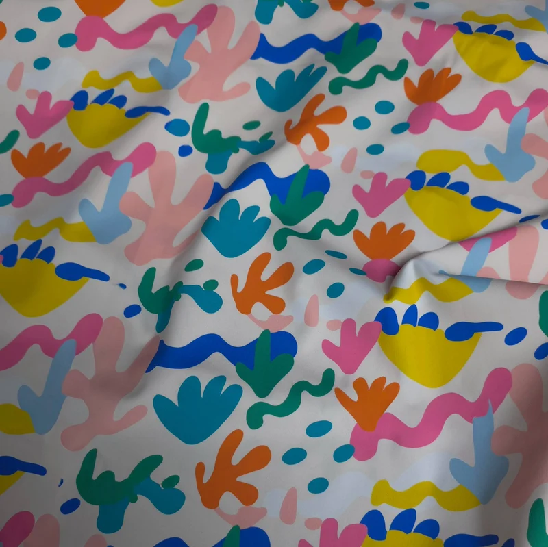 Tissu maillot de bain extensible dans les 4 sens | Découpes côtières | Multicolore | Exclusivité Les Tissées