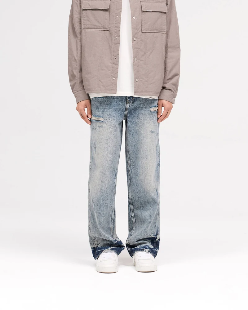 R3 Distressed Baggy Denim - Blue Cream