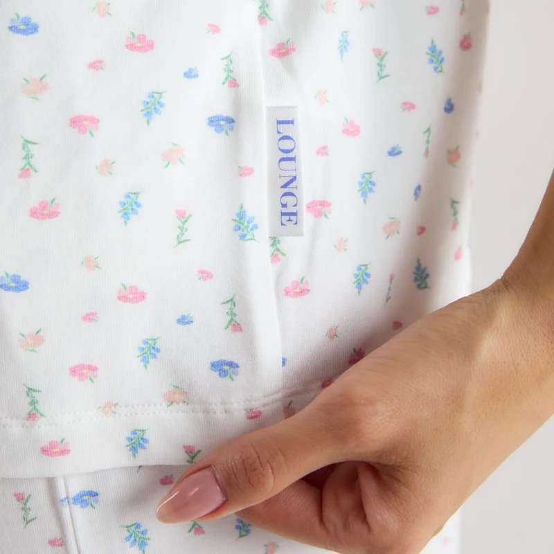 Chemise de Pyjama à Manches Courtes en Modal - Blanc Floral