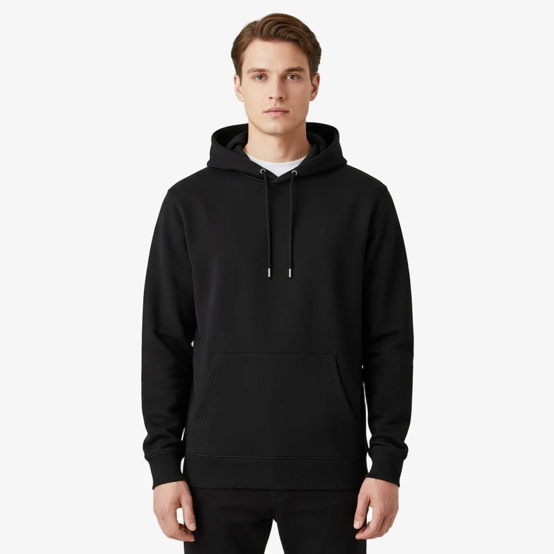 Sweat à capuche hoodie noir en coton
