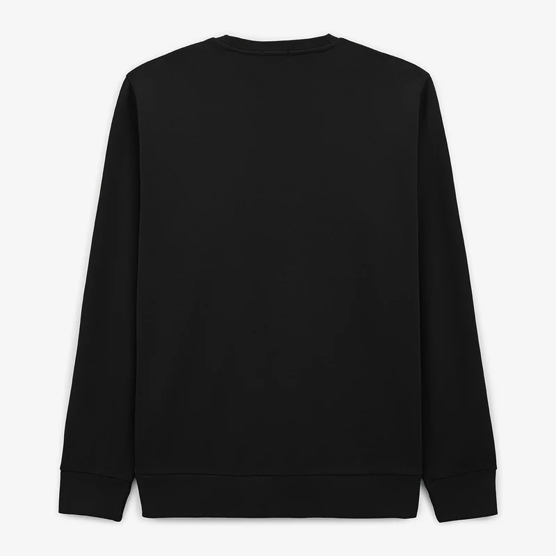 Sweat avec col rond noir uni en coton