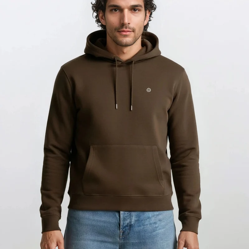 Sweat à capuche hoodie marron café en coton