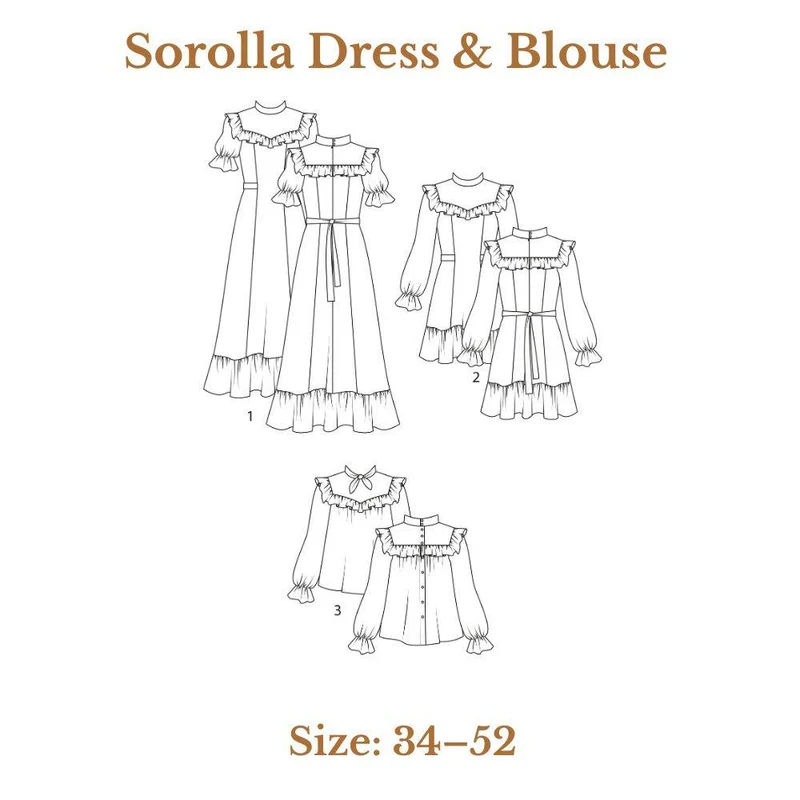 PATRON DE COUTURE PDF | Robe & Blouse Sorolla | Pauline Alice | TRILINGUE (FR/EN/ES)