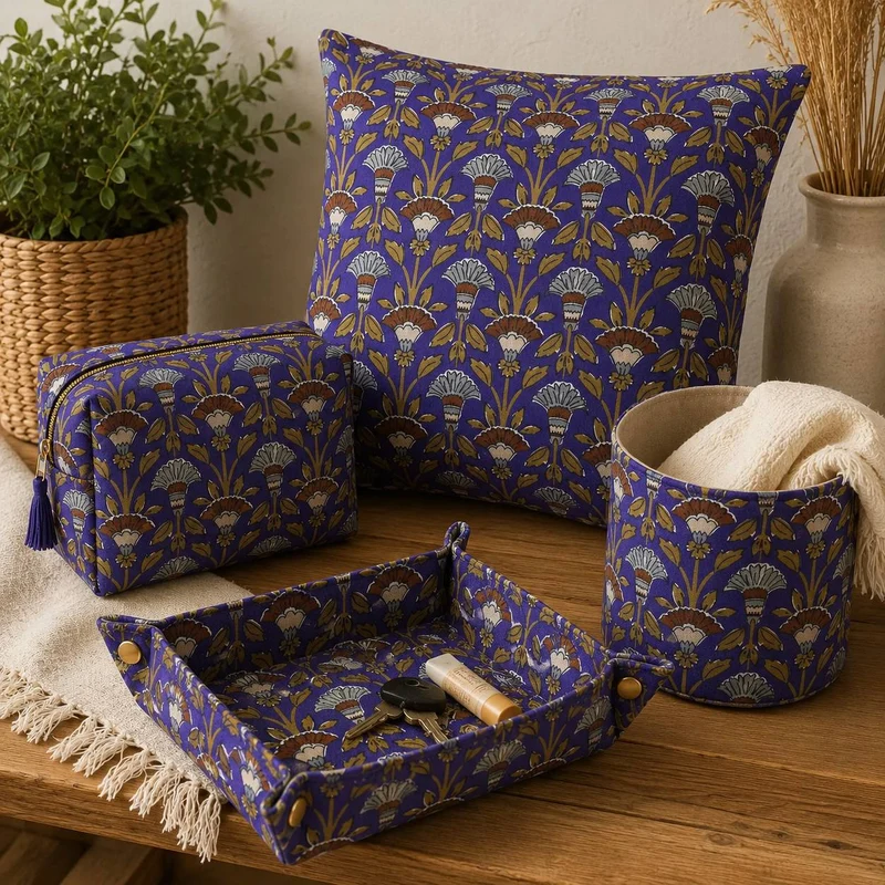 Coton Enduit | Kantha Floral Violet | Oeko-Tex