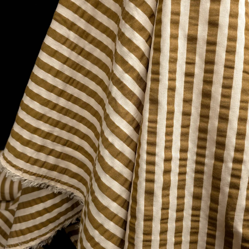 Seersucker 100 % coton | Rayé | Certifié Oeko-Tex