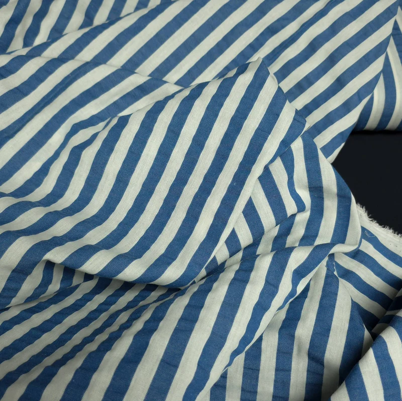 Seersucker 100 % coton | Rayé | Certifié Oeko-Tex