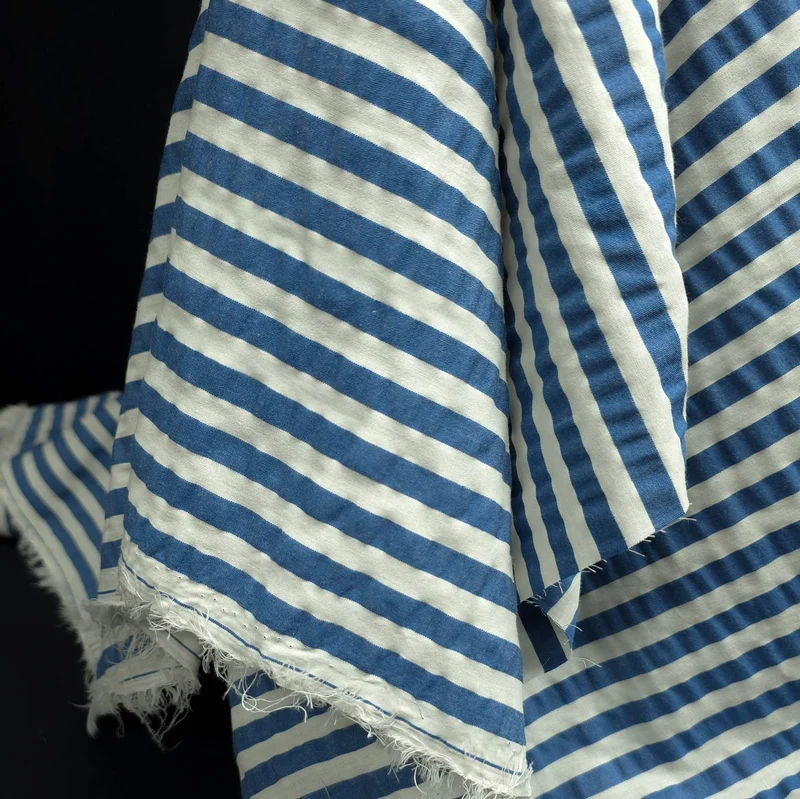 Seersucker 100 % coton | Rayé | Certifié Oeko-Tex