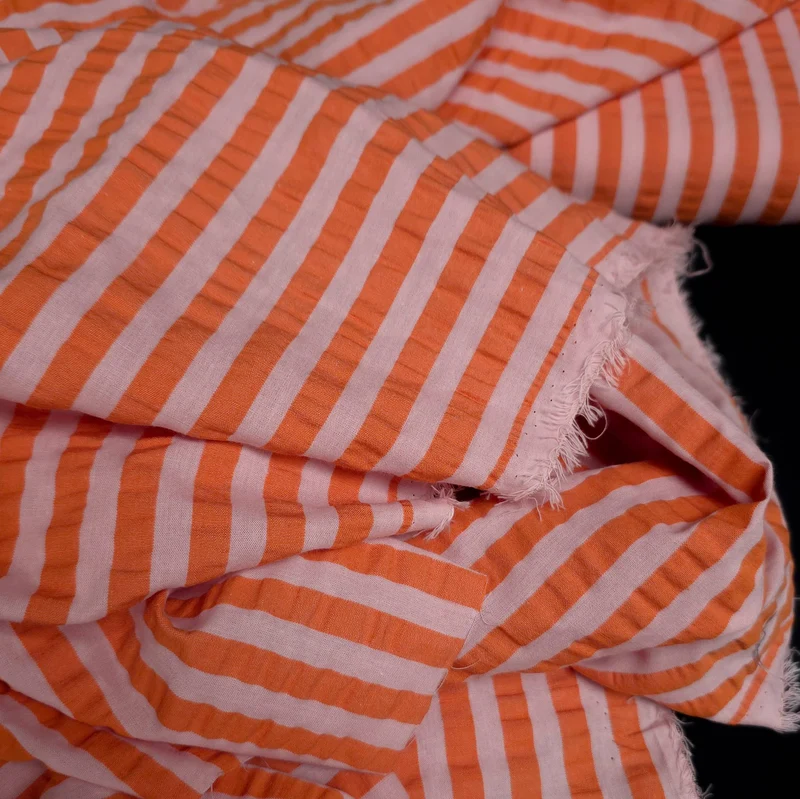 Seersucker 100 % coton | Rayé | Certifié Oeko-Tex