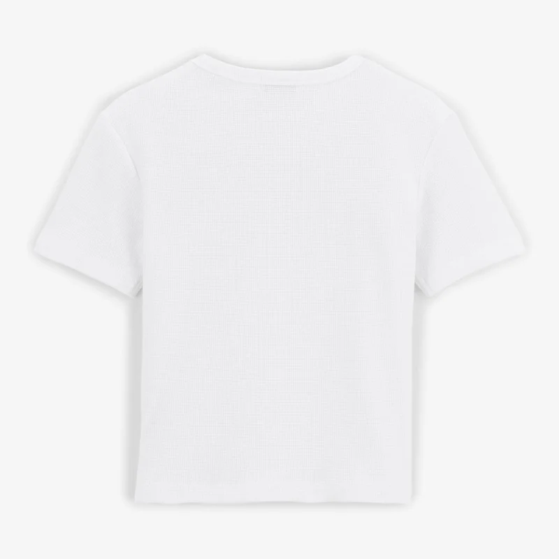 T-shirt manches courtes garçon blanc en coton gaufrette Toussaint