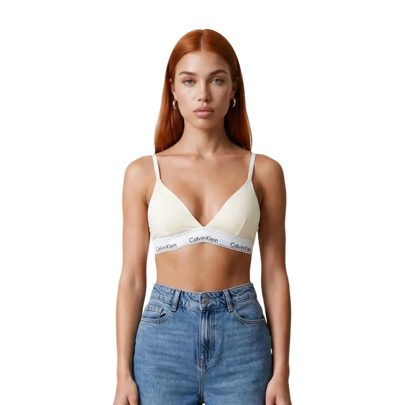 Calvin Klein Lingerie pour femmes Triangle légèrement rembourré Blanc en coton