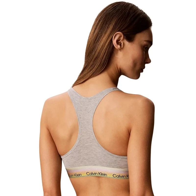 Soutien-gorge bralette pour femmes Calvin Klein sans armatures gris en coton-modal