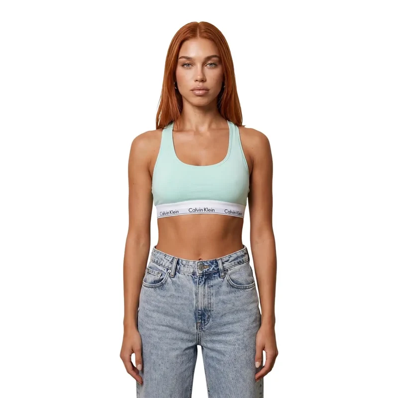 Soutien-gorge bralette pour femmes Calvin Klein sans armatures gris en coton-modal