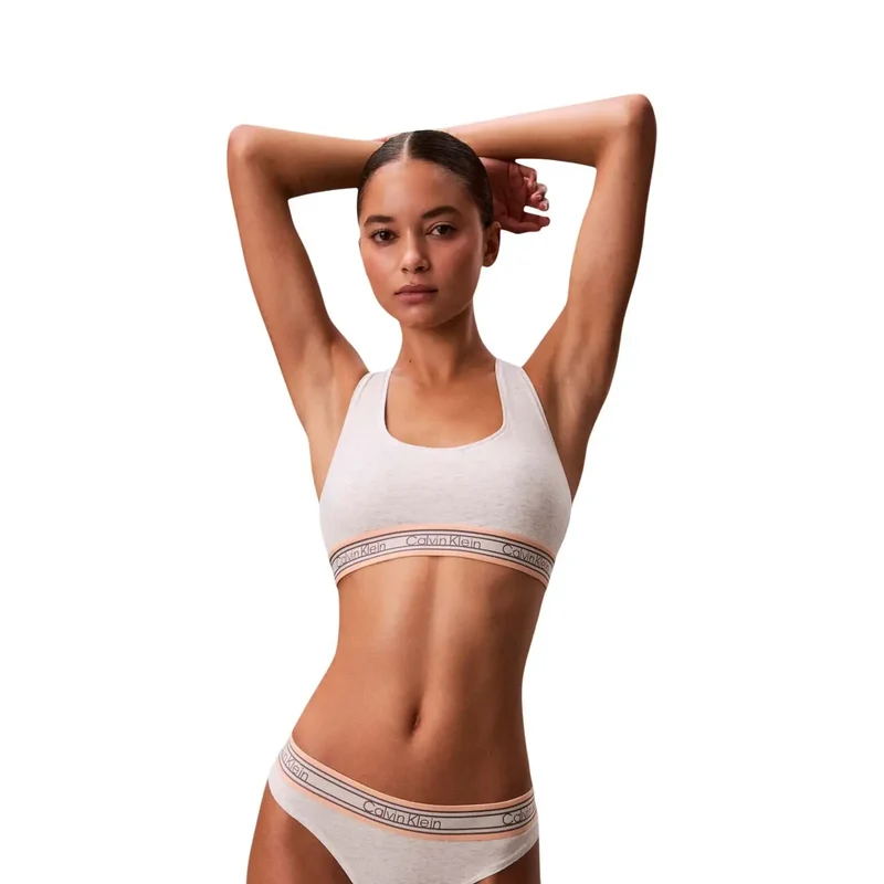 Soutien-gorge bralette pour femmes Calvin Klein sans armatures gris en coton-modal