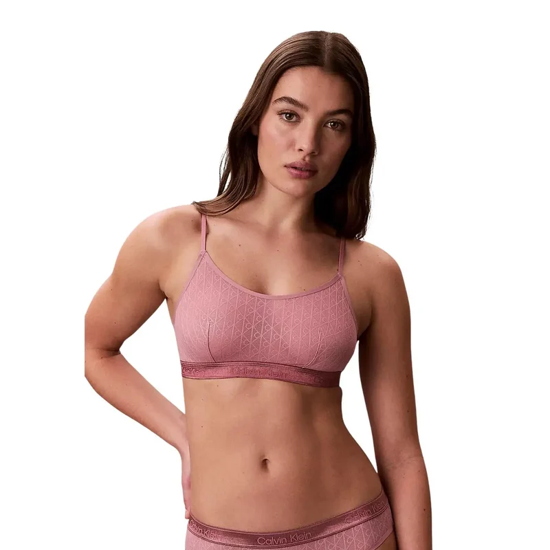 Soutien-gorge bralette pour femmes Calvin Klein sans armatures gris en coton-modal