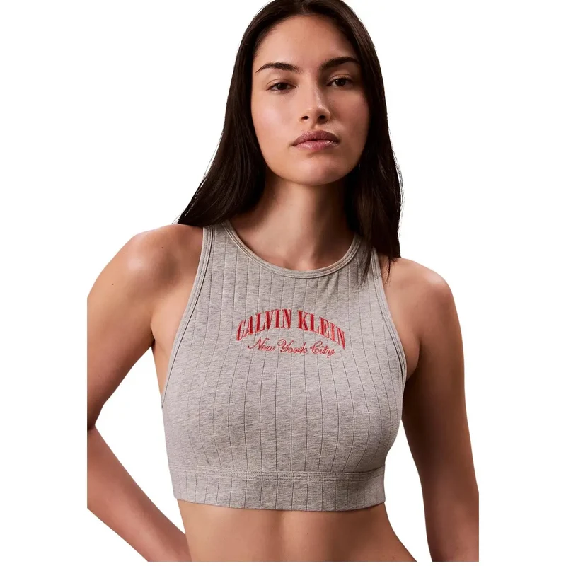 Soutien-gorge bralette pour femmes Calvin Klein sans armatures gris en coton-modal