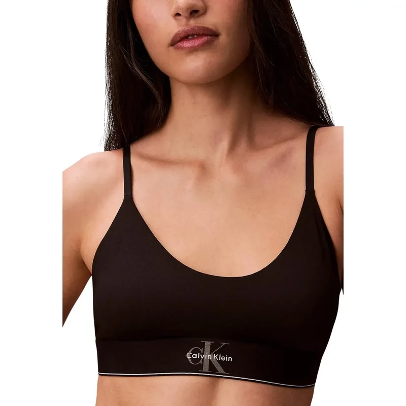 Soutien-gorge bralette pour femmes Calvin Klein sans armatures gris en coton-modal