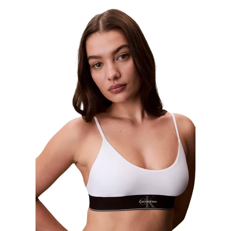 Soutien-gorge bralette pour femmes Calvin Klein sans armatures gris en coton-modal
