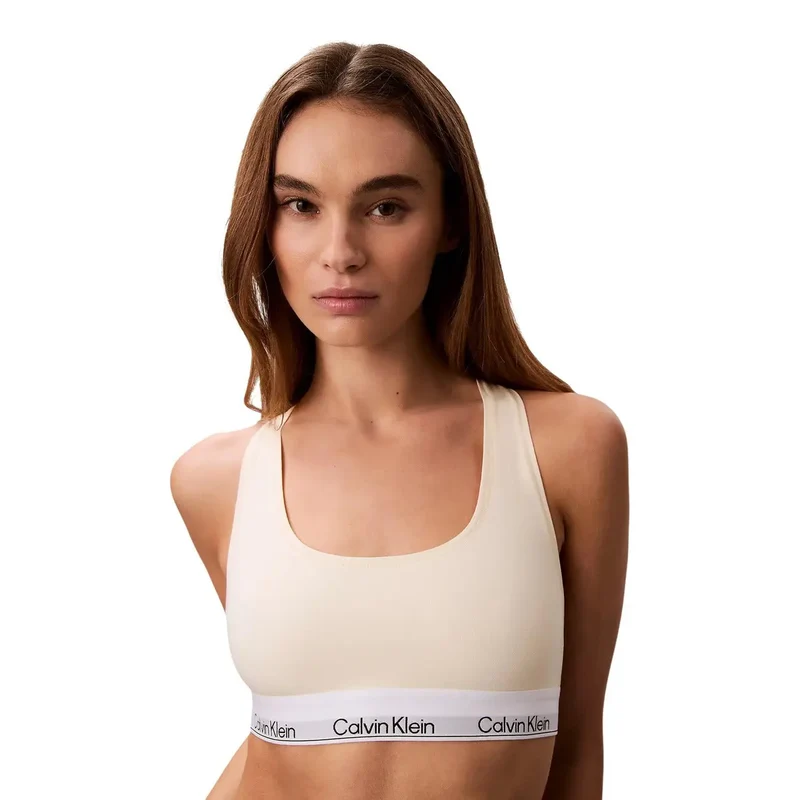 Soutien-gorge bralette pour femmes Calvin Klein sans armatures gris en coton-modal