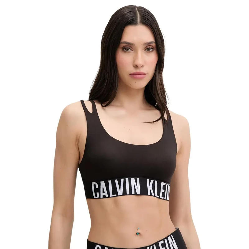 Soutien-gorge bralette pour femmes Calvin Klein sans armatures gris en coton-modal