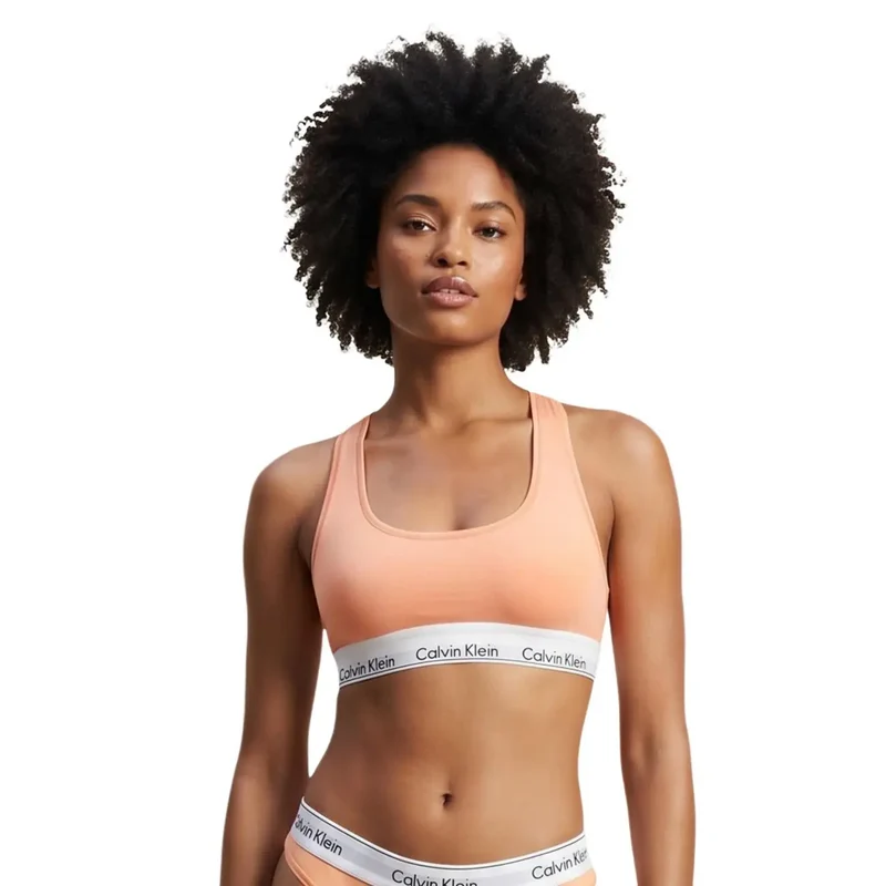 Soutien-gorge bralette pour femmes Calvin Klein sans armatures gris en coton-modal