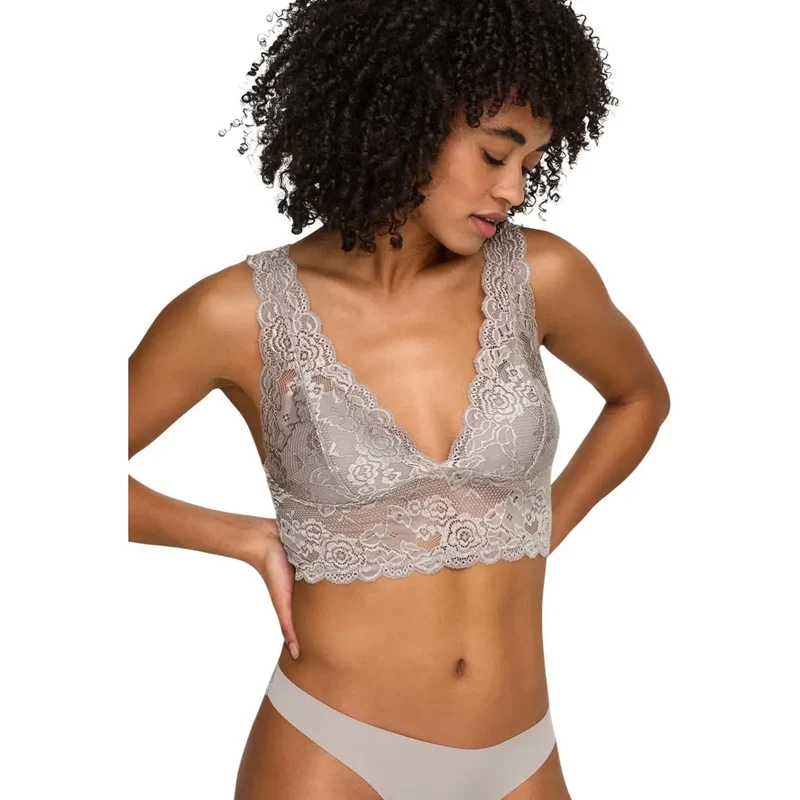 Sous-vêtements pour femmes uniquement ONLCHLOE en dentelle grise en polyester à bretelles