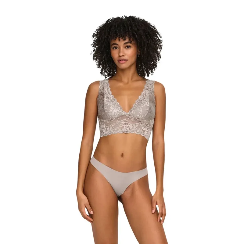 Sous-vêtements pour femmes uniquement ONLCHLOE en dentelle grise en polyester à bretelles