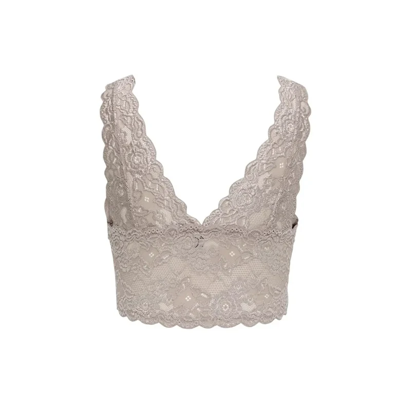 Sous-vêtements pour femmes uniquement ONLCHLOE en dentelle grise en polyester à bretelles