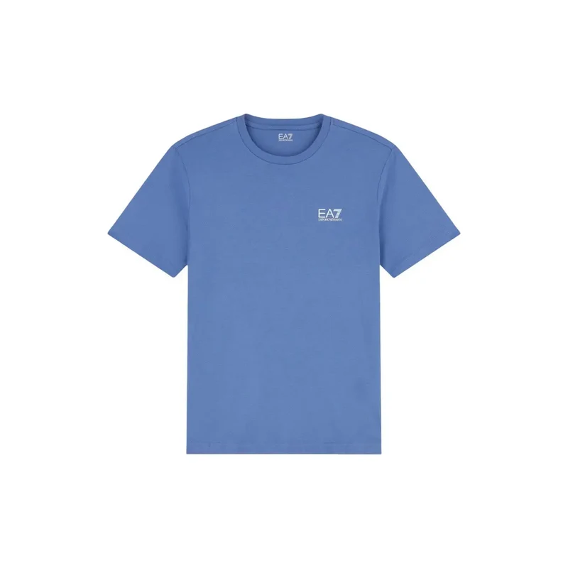 T-shirt pour homme EA7 Bleu clair Manches courtes Coton Taille S