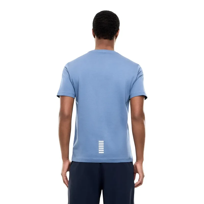 T-shirt pour homme EA7 Bleu clair Manches courtes Coton Taille S