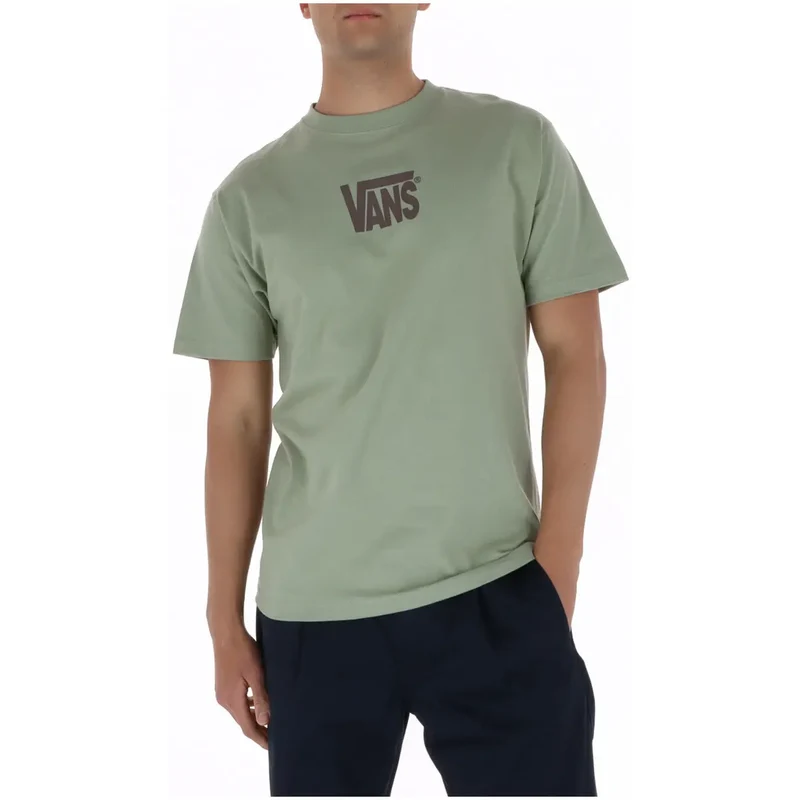 T-shirt pour Hommes Vans Vert Col Rond 100% Coton Manches Courtes