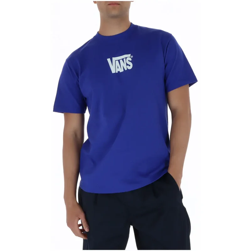 T-shirt pour Hommes Vans Imprimé Bleu Col Rond 100% Coton