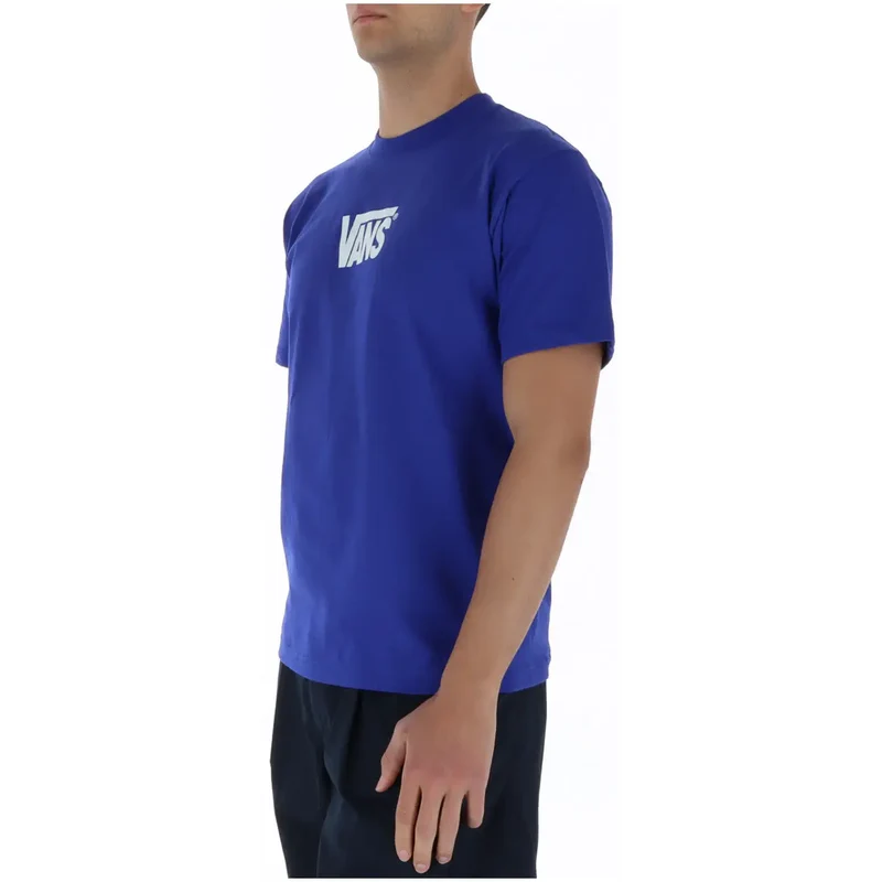 T-shirt pour Hommes Vans Imprimé Bleu Col Rond 100% Coton