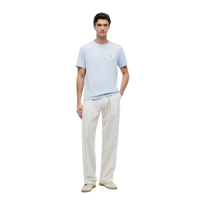 T-shirt pour homme Tommy Hilfiger bleu clair en coton biologique coupe classique