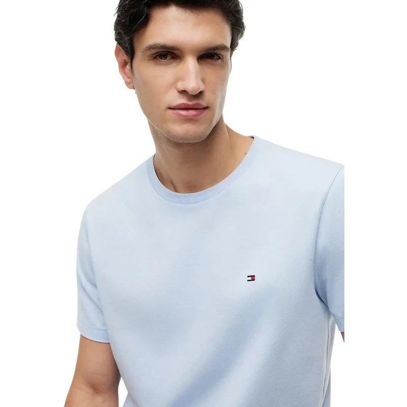 T-shirt pour homme Tommy Hilfiger bleu clair en coton biologique coupe classique