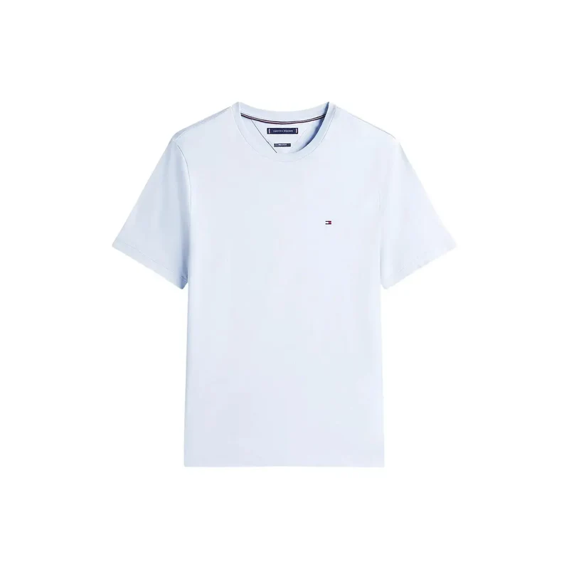 T-shirt pour homme Tommy Hilfiger bleu clair en coton biologique coupe classique