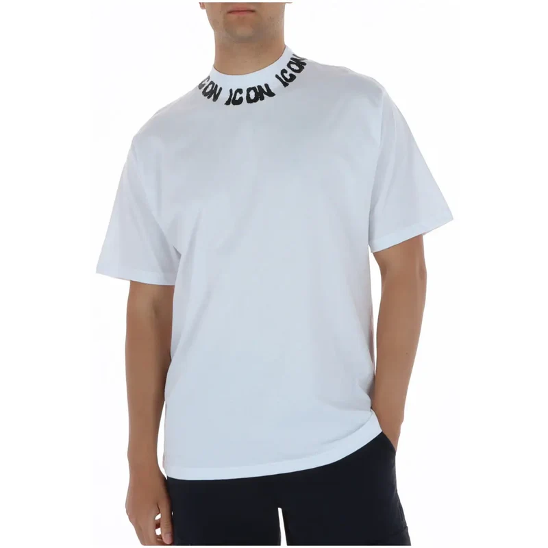 Icône Homme T-Shirt Coton Blanc Col Rond Manches Courtes