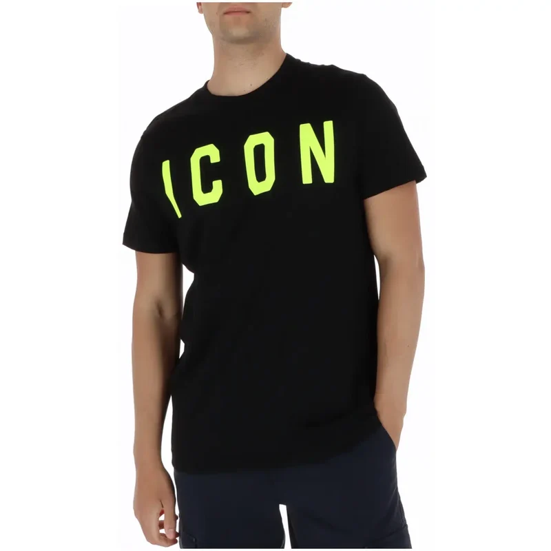 Icône Homme T-Shirt Noir Manches Courtes Coton Col Rond IUT001
