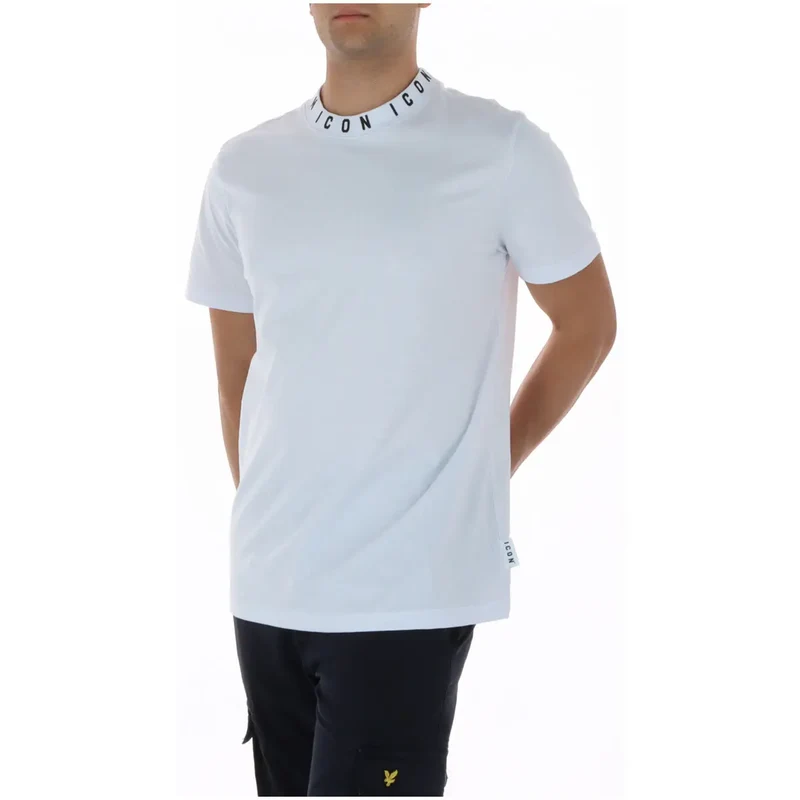 T-shirt Homme Icône Coton Blanc Col Rond Manches Courtes