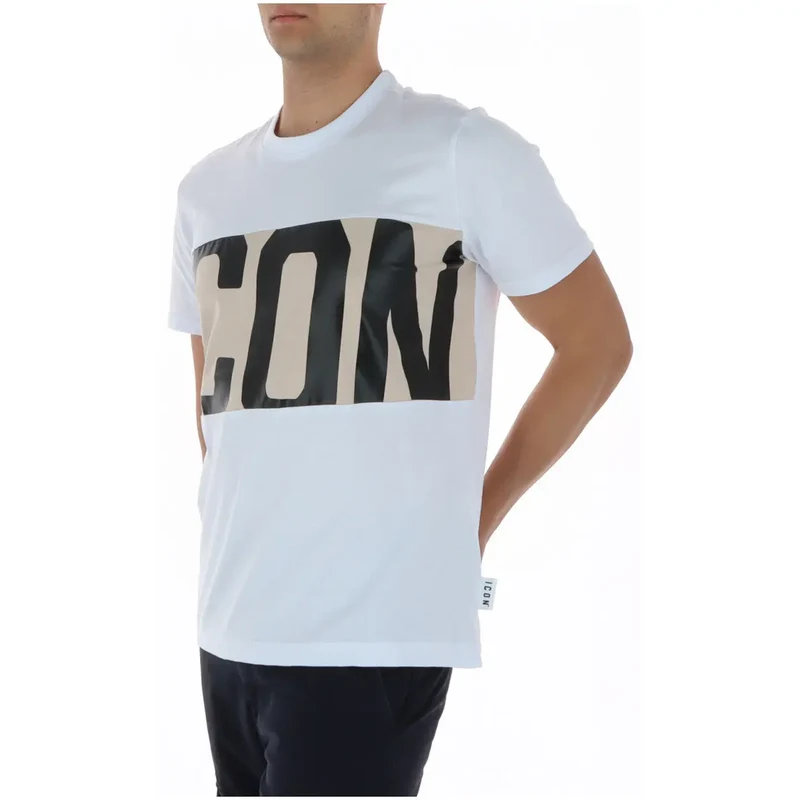 T-shirt Homme Icône Col Rond Blanc Impression 100 % Coton