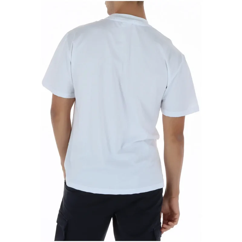 Icône Hommes T-shirt en coton blanc col rond à imprimé IUT041
