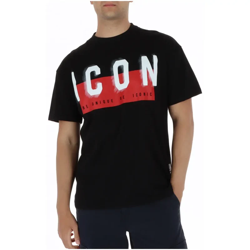 Icône Hommes T-shirt en coton blanc col rond à imprimé IUT041