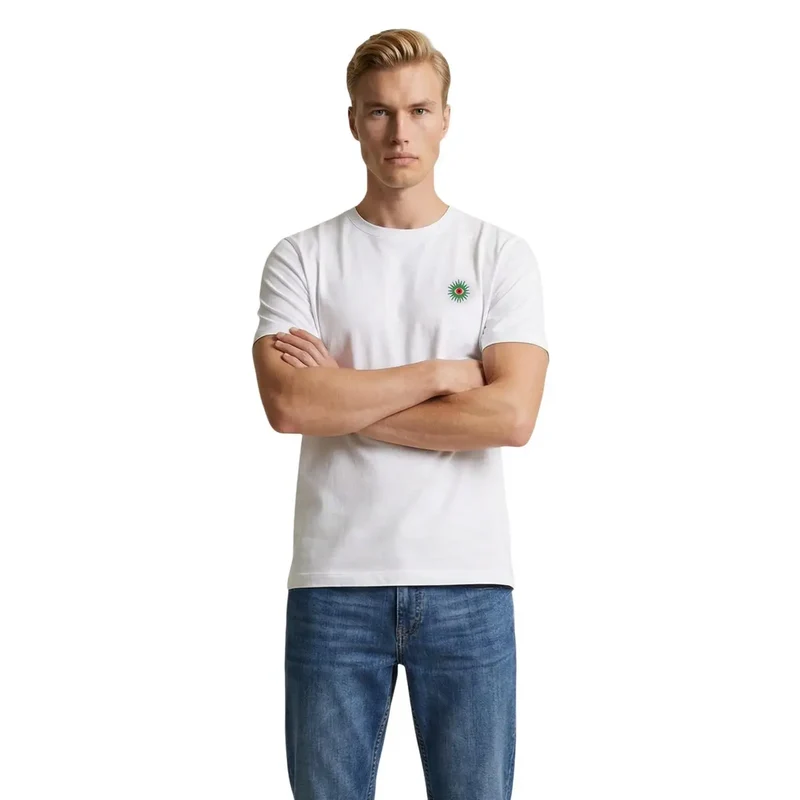 T-shirt pour hommes Only & Sons Blanc Coton Bio Imprimé Taille M