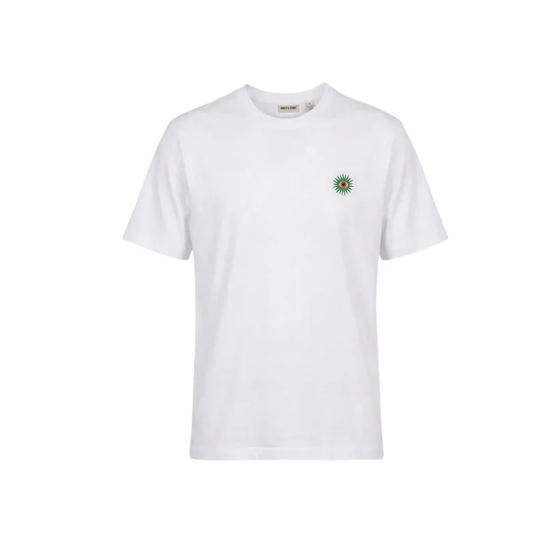 T-shirt pour hommes Only & Sons Blanc Coton Bio Imprimé Taille M