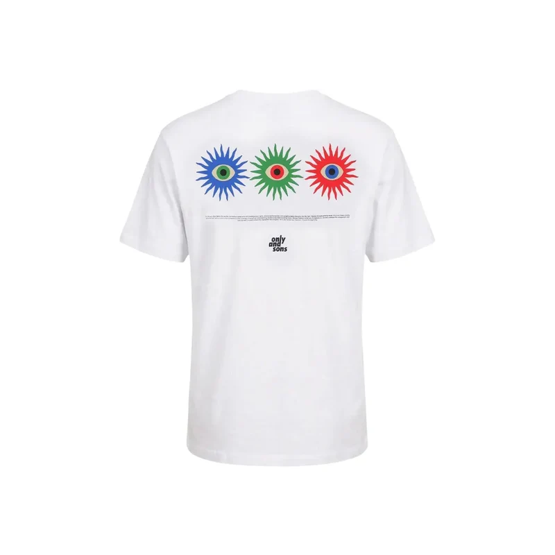 T-shirt pour hommes Only & Sons Blanc Coton Bio Imprimé Taille M