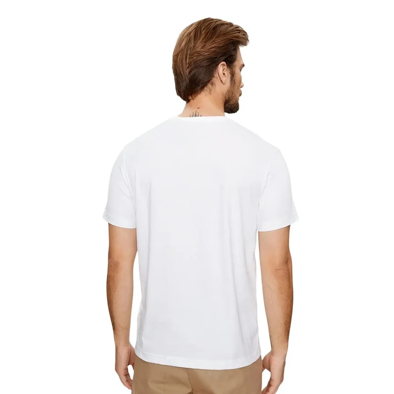 T-shirt Homme Gant Blanc Col Rond Manches Courtes Coton 100