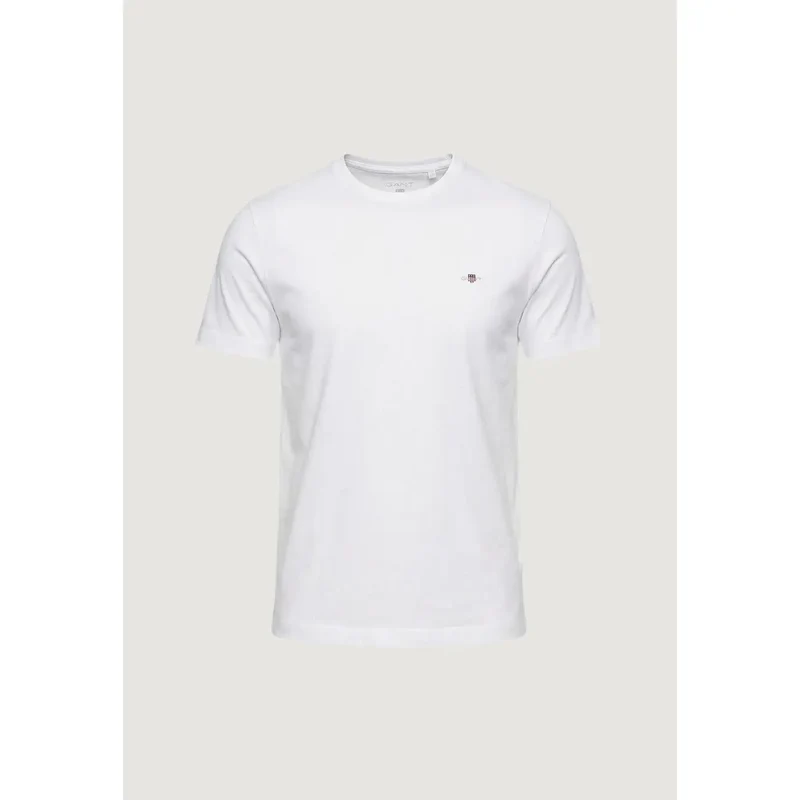 T-shirt Homme Gant Blanc Col Rond Manches Courtes Coton 100