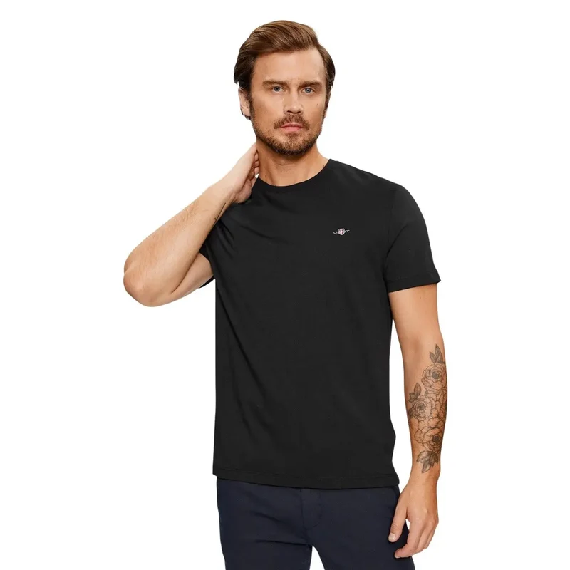 T-shirt Homme Gant Blanc Col Rond Manches Courtes Coton 100