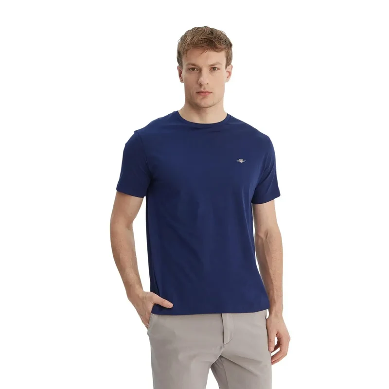 T-shirt Homme Gant Blanc Col Rond Manches Courtes Coton 100